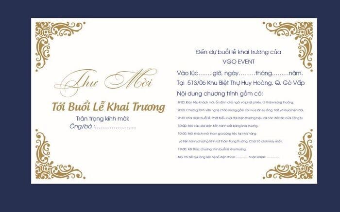 Giấy mời khai trương cửa hàng
