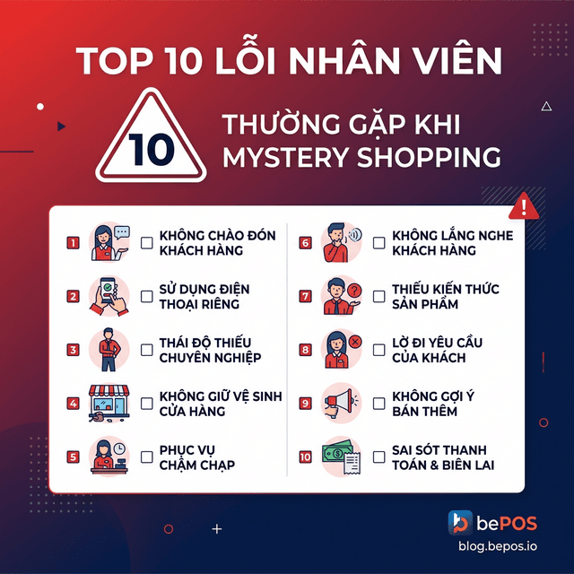 Top 10 Lỗi Nhân Viên Mystery Shopper - bePOS