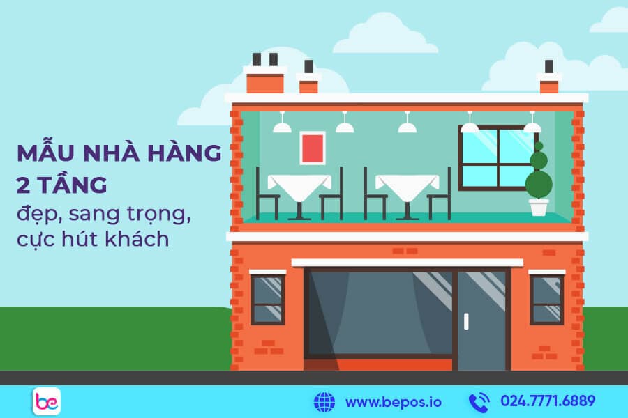 Mẫu nhà hàng 2 tầng đẹp, sang trọng