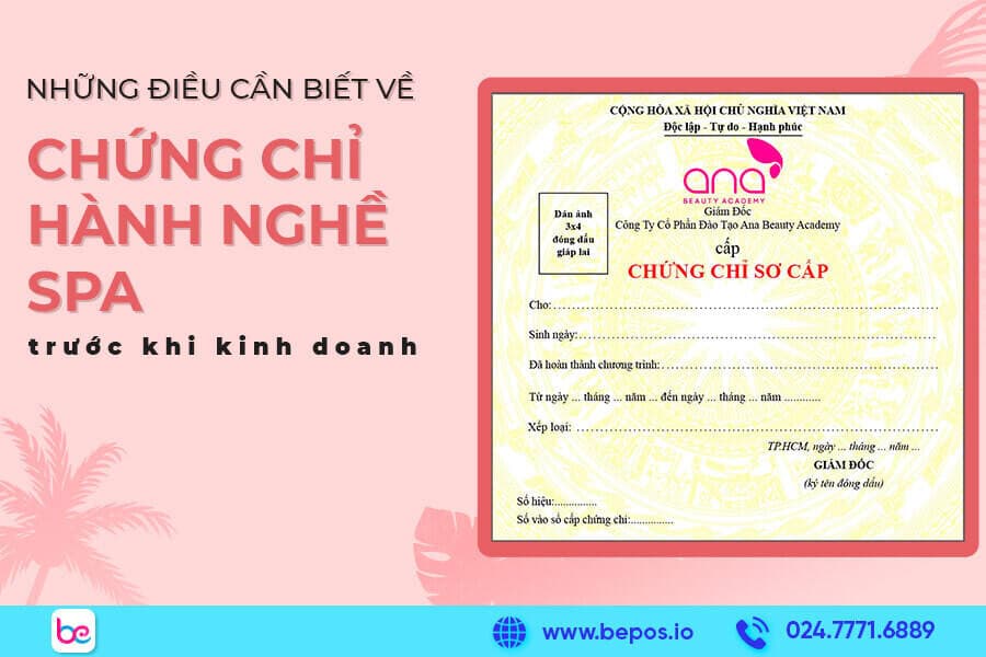 Chứng chỉ hành nghề spa