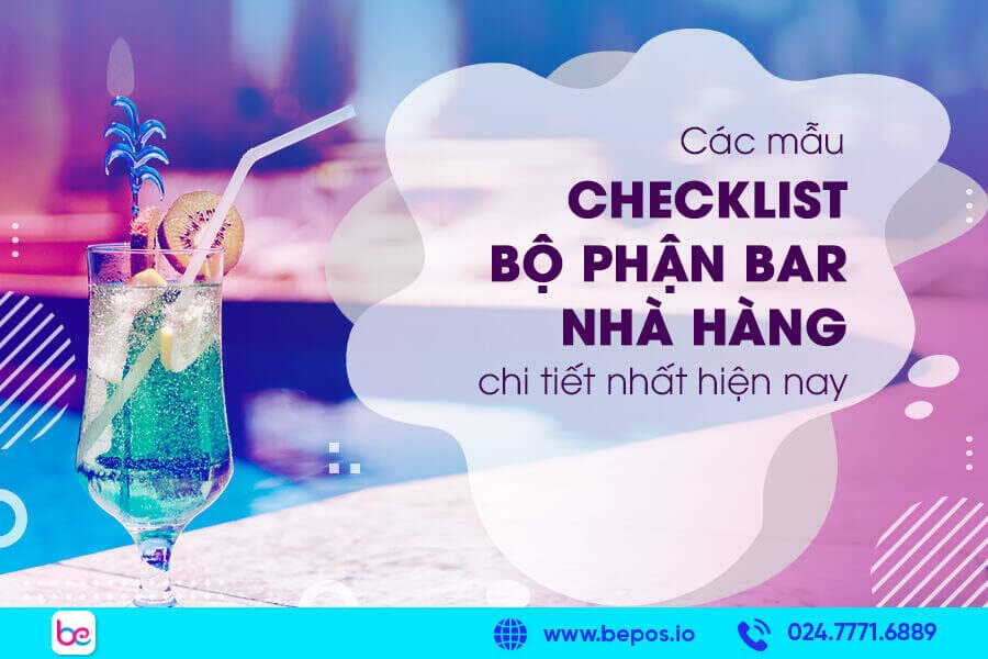 Mẫu checklist bộ phận bar nhà hàng