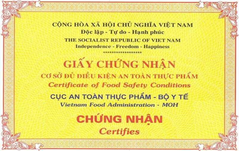 Xin Giay Ve Sinh An Toan Thuc Pham O Dau
