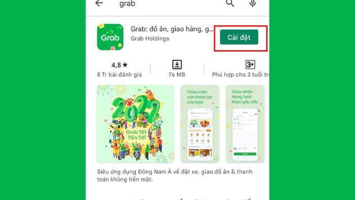 Tải app Grab trên App Store, CH Play