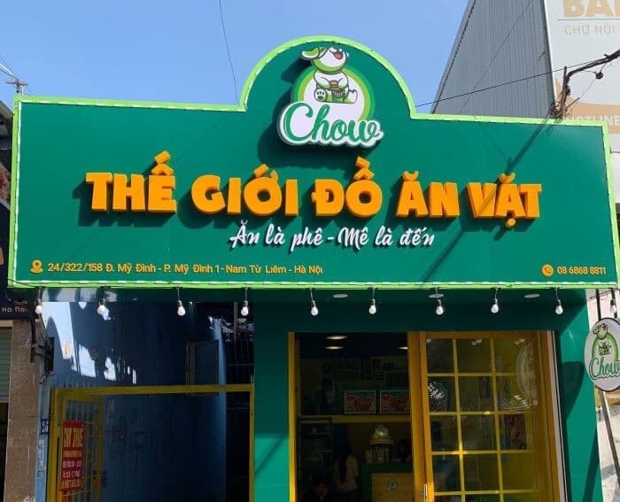 Mẫu bảng hiệu quán ăn vặt kèm slogan sáng tạo