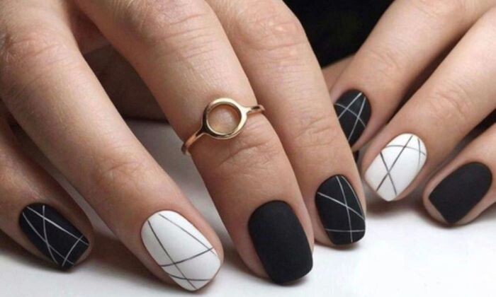 Classic and chic black and white nail art