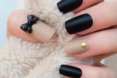 Art Nail 3D Black And Beige Bow