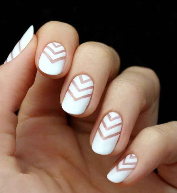 White chevron stripe nails