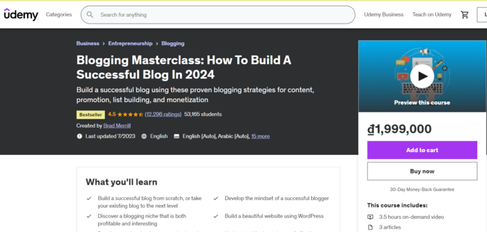 Khóa học của Blogging Masterclass