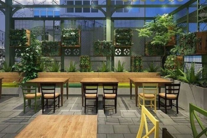 Mẫu thiết kế nhà hàng ăn uống bình dân không gian xanh