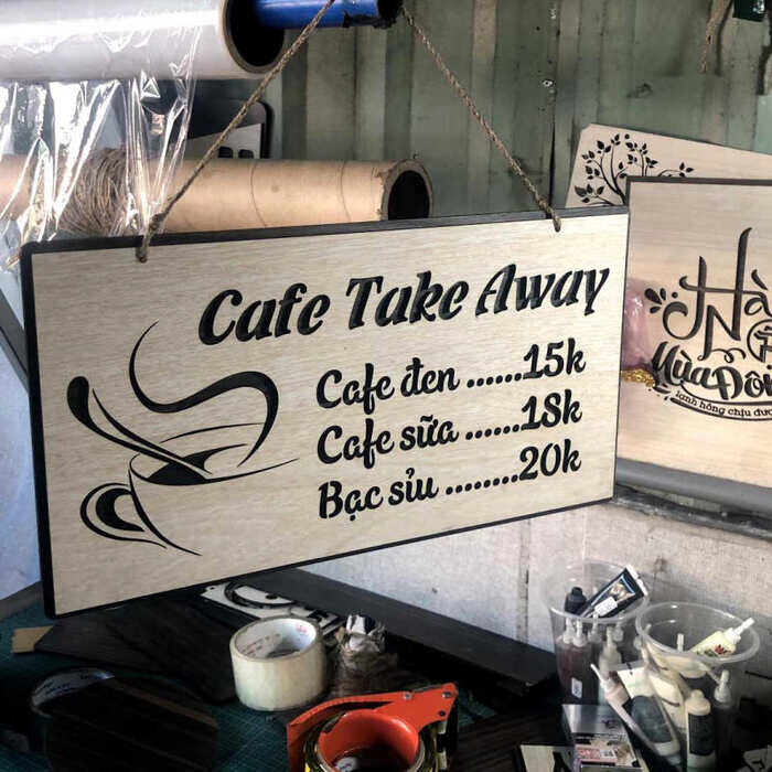 Mẫu bảng hiệu cafe take away kích cỡ nhỏ