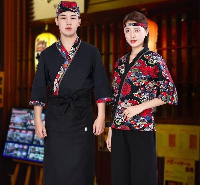 Mẫu đồng phục nhân viên phục vụ nhà hàng kiểu kimono