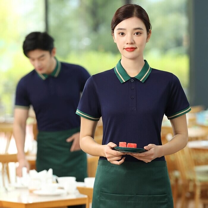 Đồng phục nhân viên phục vụ nhà hàng áo polo tạp dề