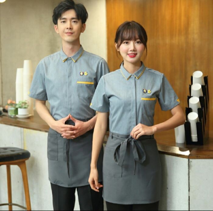 Mẫu đồng phục nhân viên thu ngân phong cách Hàn Quốc