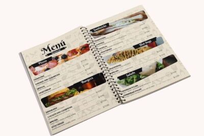 Thiết kế menu quán ăn dạng quyển