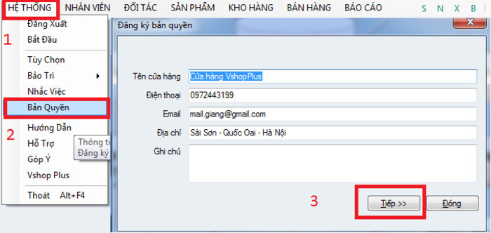 Phần mềm quản lý bán hàng free VShopPlus 