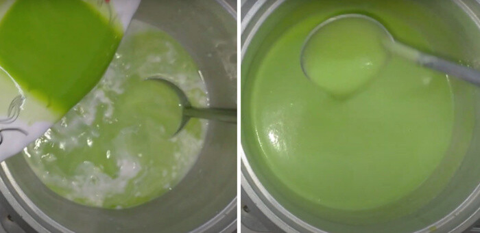 Nấu nước cốt dừa lá dứa làm kem chuối