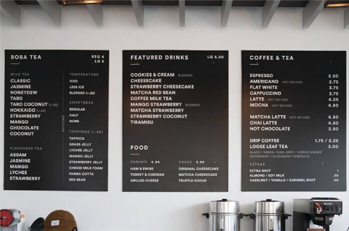 Mẫu bảng menu quán cafe treo tường