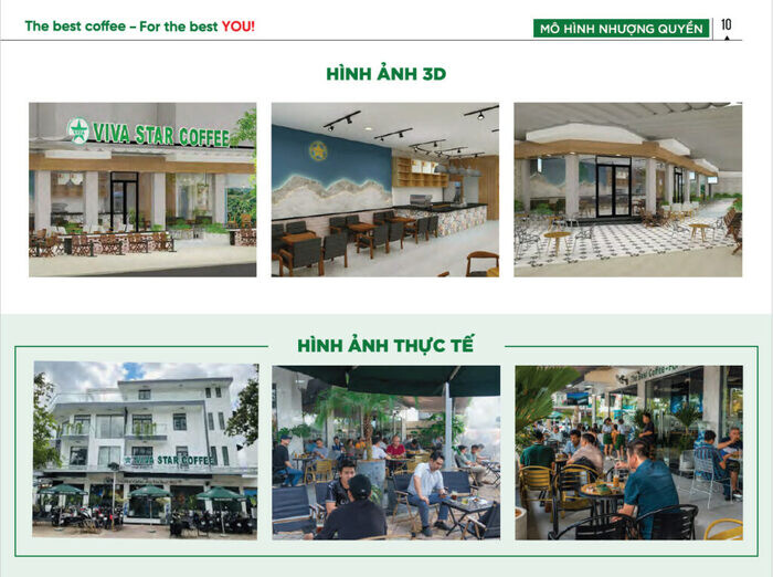 Quán cafe nhượng quyền Viva Star Coffee có không gian rộng rãi