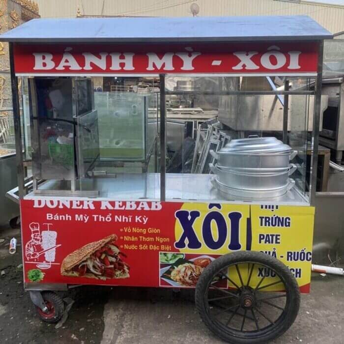 Mẫu xe đẩy bán xôi, bánh mì đơn giản 